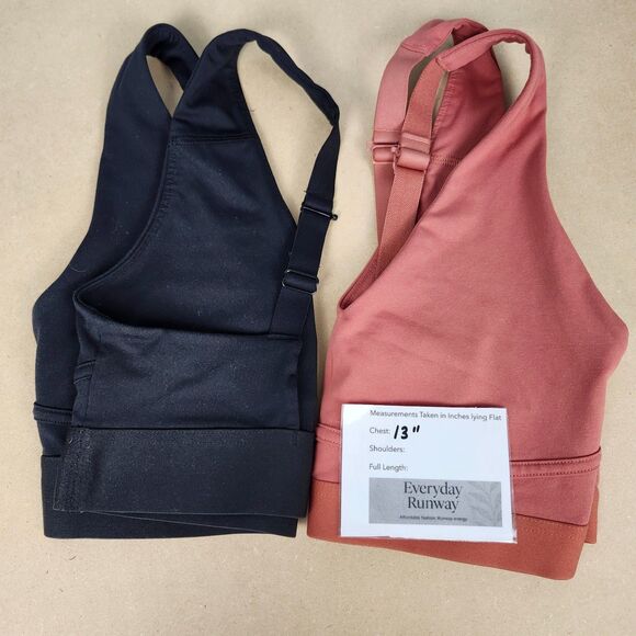 2 Fabletics Sports Bras SM Black Pink Convertible Racerback No Pads 13" Band - Picture 8 of 8